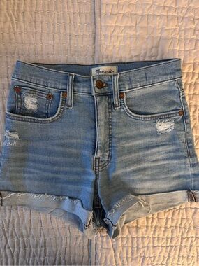 Madewell Distressed Light Blue Denim Cutoff Shorts